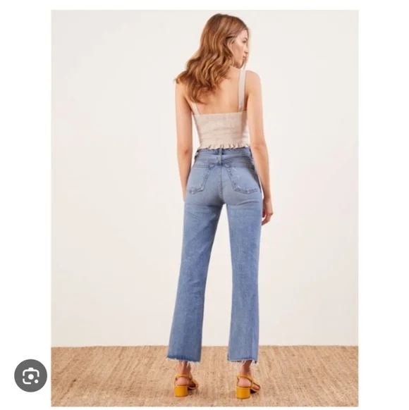 Reformation Cropped Flood Blue Jeans - Picture 1 of 6